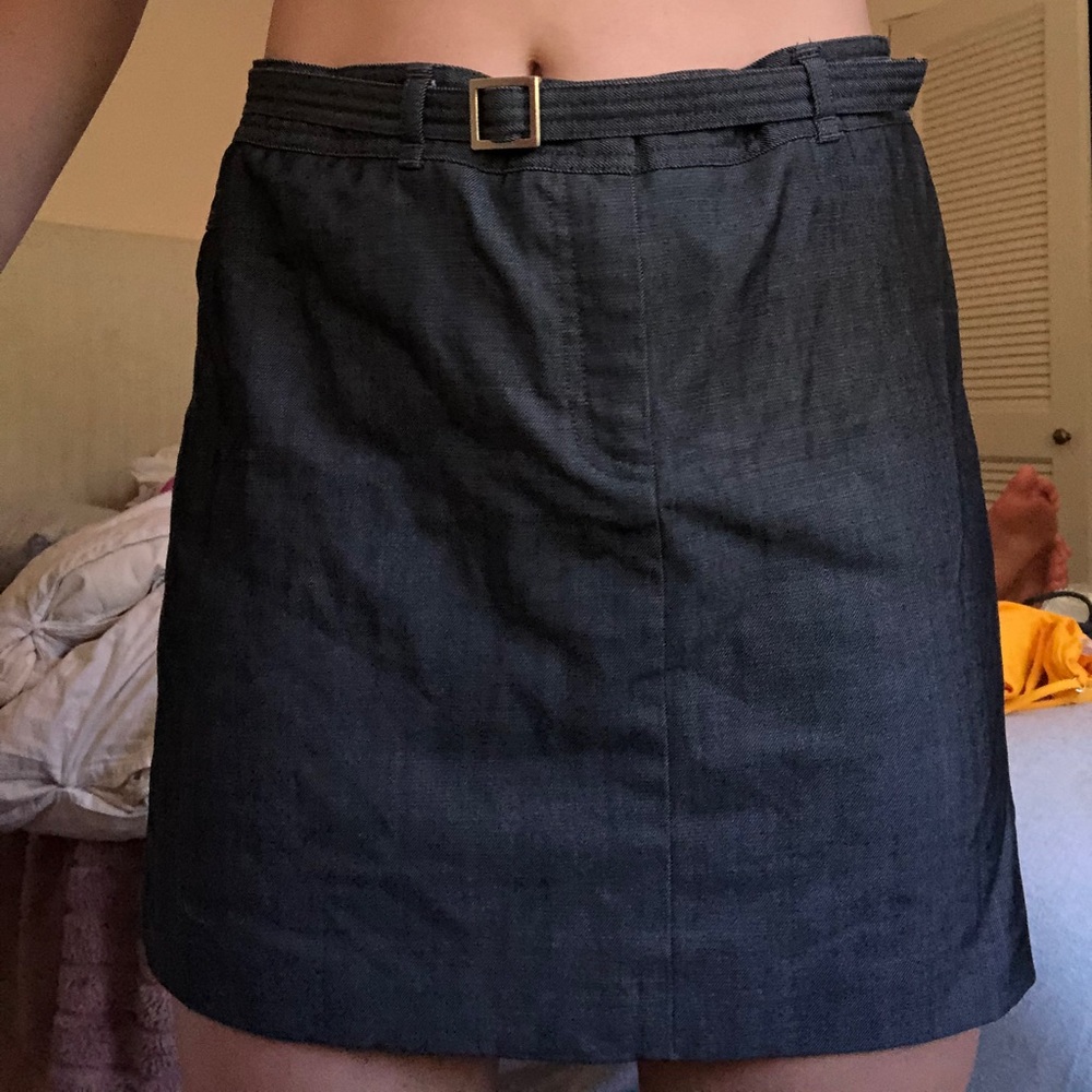 cute grey linen midi/ mini skirt